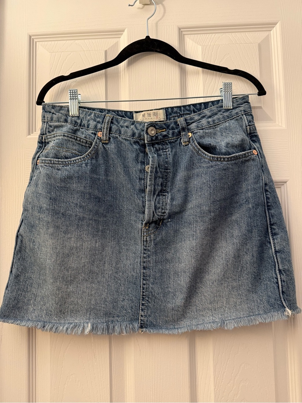 We The Free Denim Mini Skirt in Light Blue Wash size 30